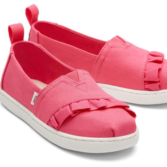Toms kids BNIB Peach Canvas/Ruffle Alpargata - Picture 1 of 5